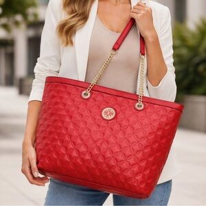 NWT CXL by Christian Lacroix Style#: CXLH24972-RED VOGUE QUILTED TOTE